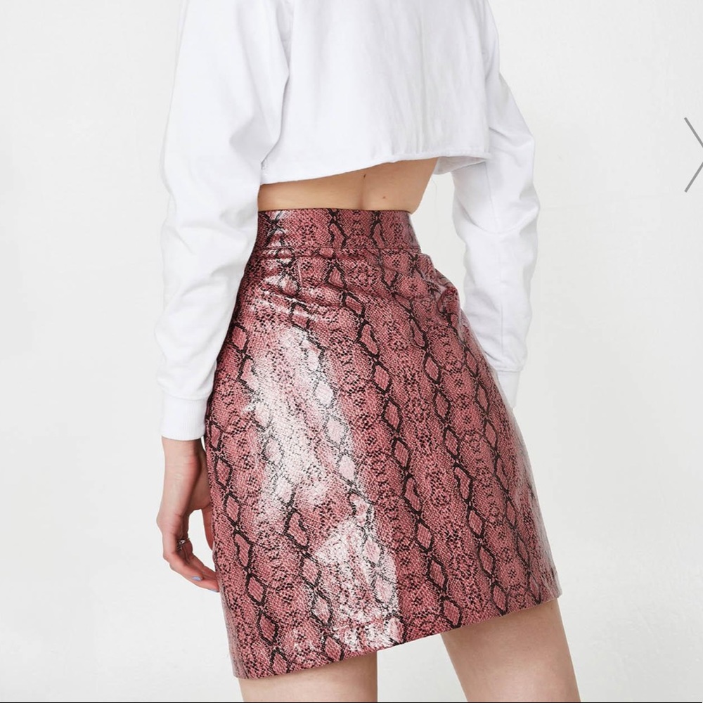 Lazy Oaf Pink Zipper Rattlesnake Mini A Line Skirt - image 4